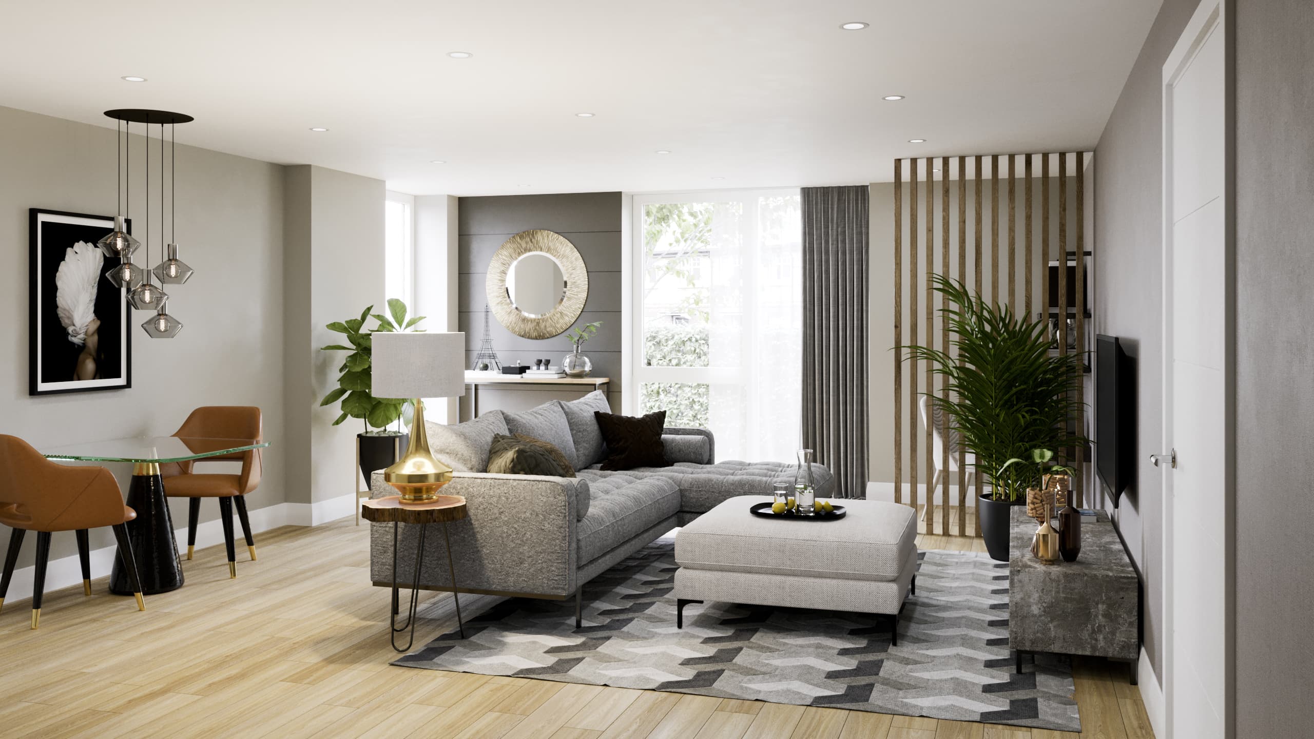 Show home photography of a living room at Catalyst's The Folium - Shared Ownership homes available on Share to Buy