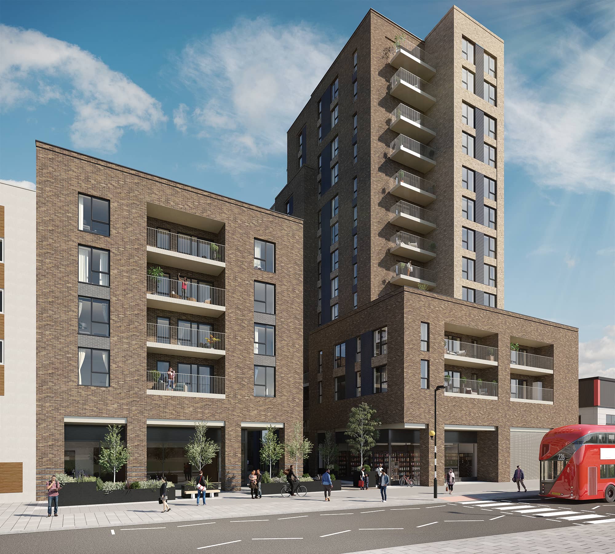 External CGI of Network Homes' Acton Works - Shared Ownership homes available on Share to Buy
