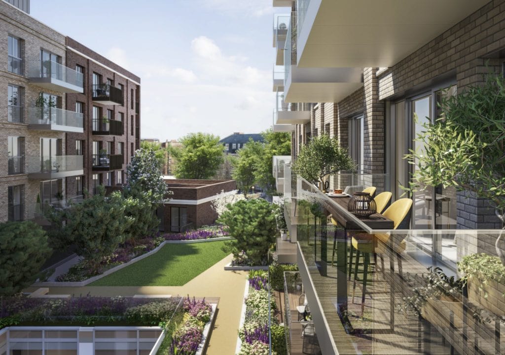 Exterior CGI of L&Q at The Silk District - Shared Ownership homes available through on Share to Buy