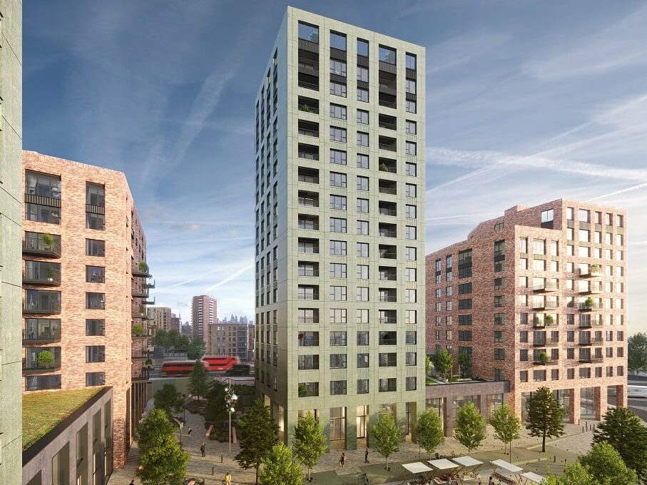 External CGI of Guinness' Leaside Lock - Shared Ownership and Help to Buy homes available on Share to Buy