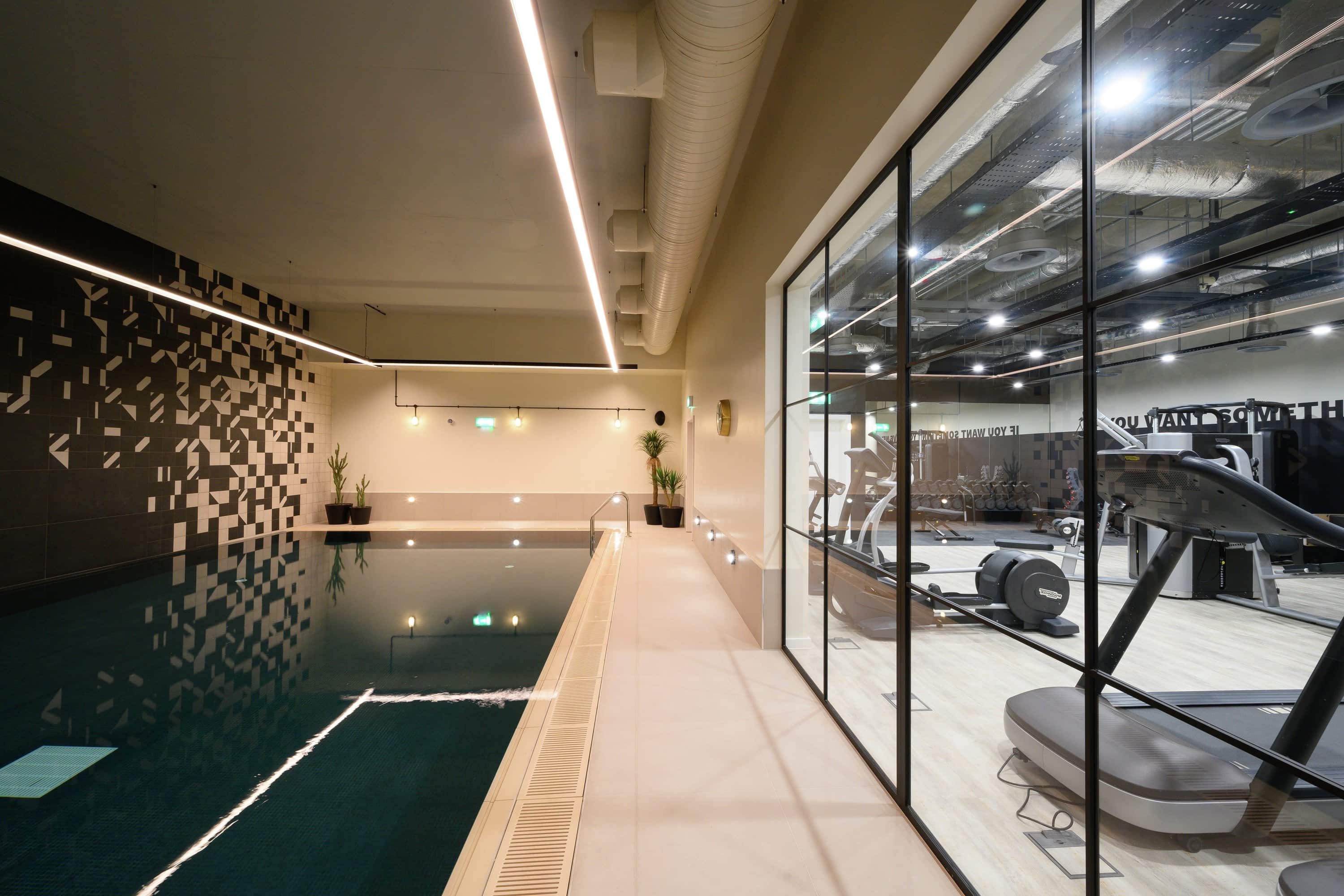 A pool at Notting Hill Genesis's Heron Quarter at Woodberry Down development - available to purchase through Shared Ownership on Share to Buy!