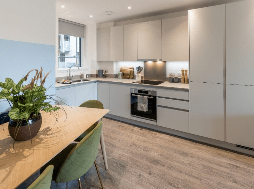 Internal CGI image of a kitchen at Legal & General Affordable Home's Morris square development - available through Shared ownership on Share to Buy!