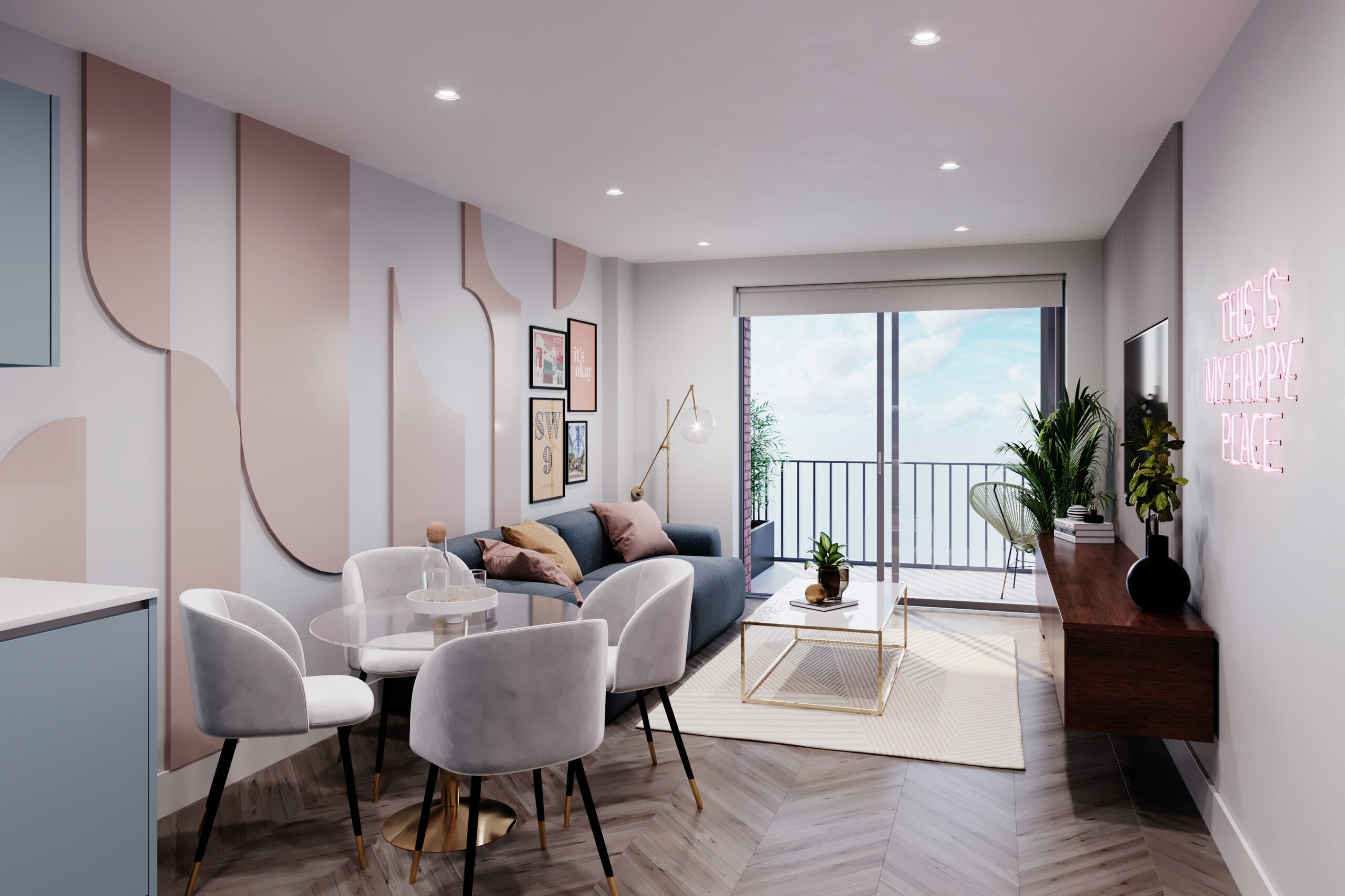 An image of a living room at Notting Hill Genesis' NINE Brixton development - available to purchase through Shared Ownership on Share to Buy!