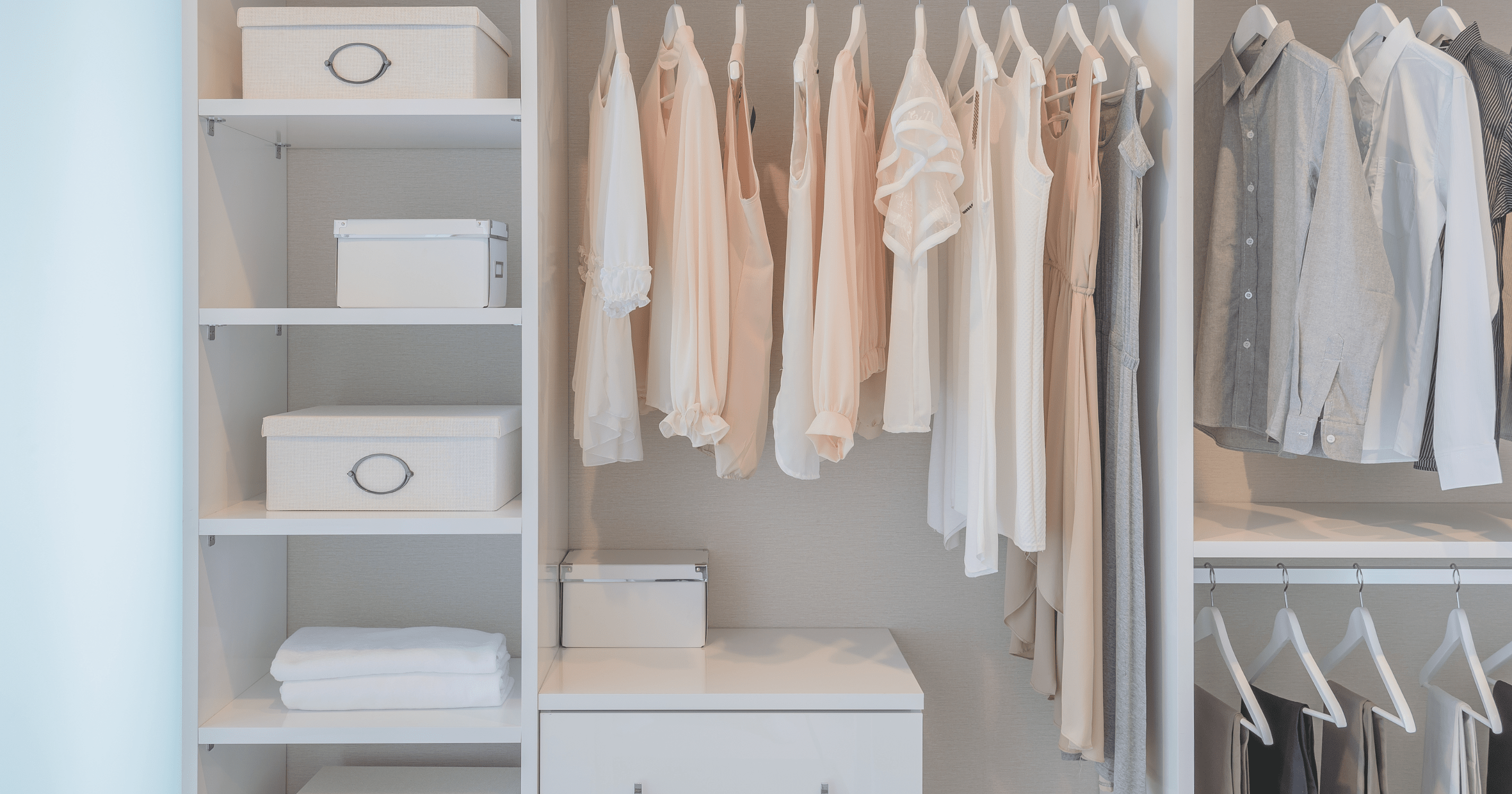 A stock image of a wardrobe - start your property search on Share to Buy!