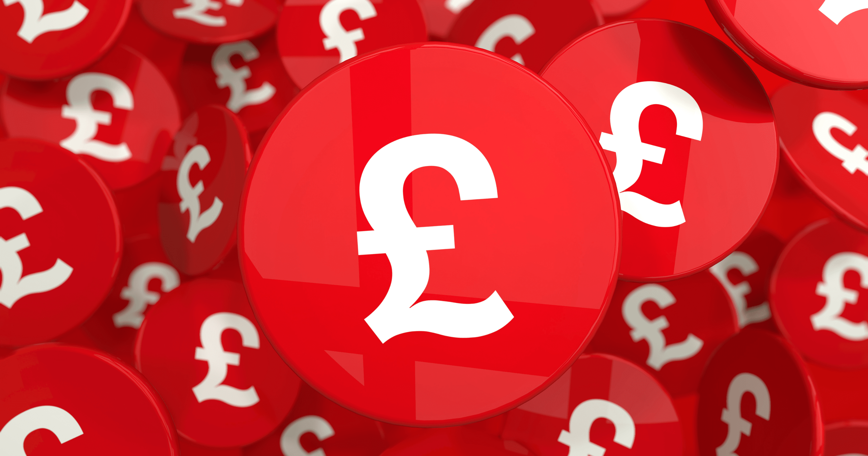 A stock image of red pound signs. Find a Shared Ownership mortgage with Censeo Financial - Share to Buy's broker partner!