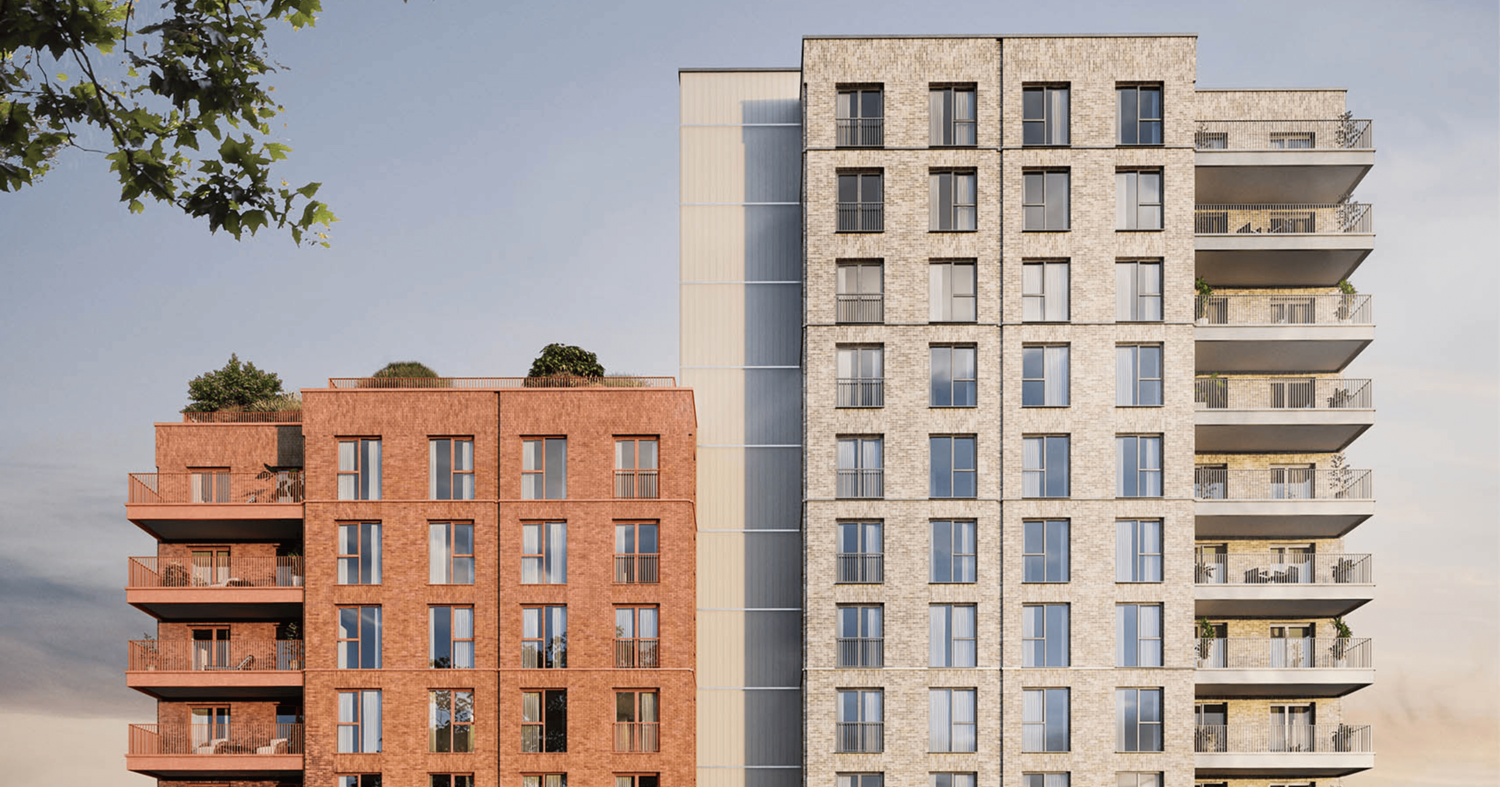 An external image of the buildings at Pocket Livings' Osier Way E10 development - availble to purchase through Discount Full Ownership on Share to Buy!