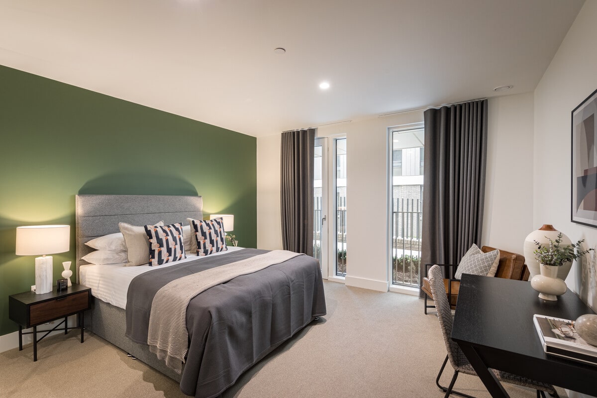 An image of a bedroom at Anthology Wembley Parade by Persona Homes - available to purchase through Shared Ownership on Share to Buy!