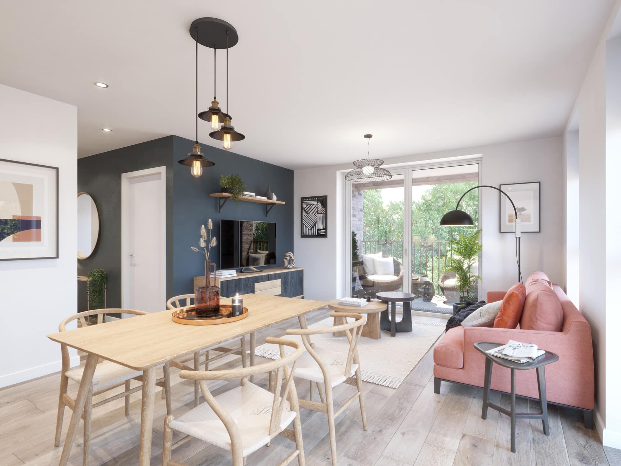 A CGI image of a dining room at Guinness Homes' Signal Park development - available to purchase through Shared Ownership on Share to Buy!