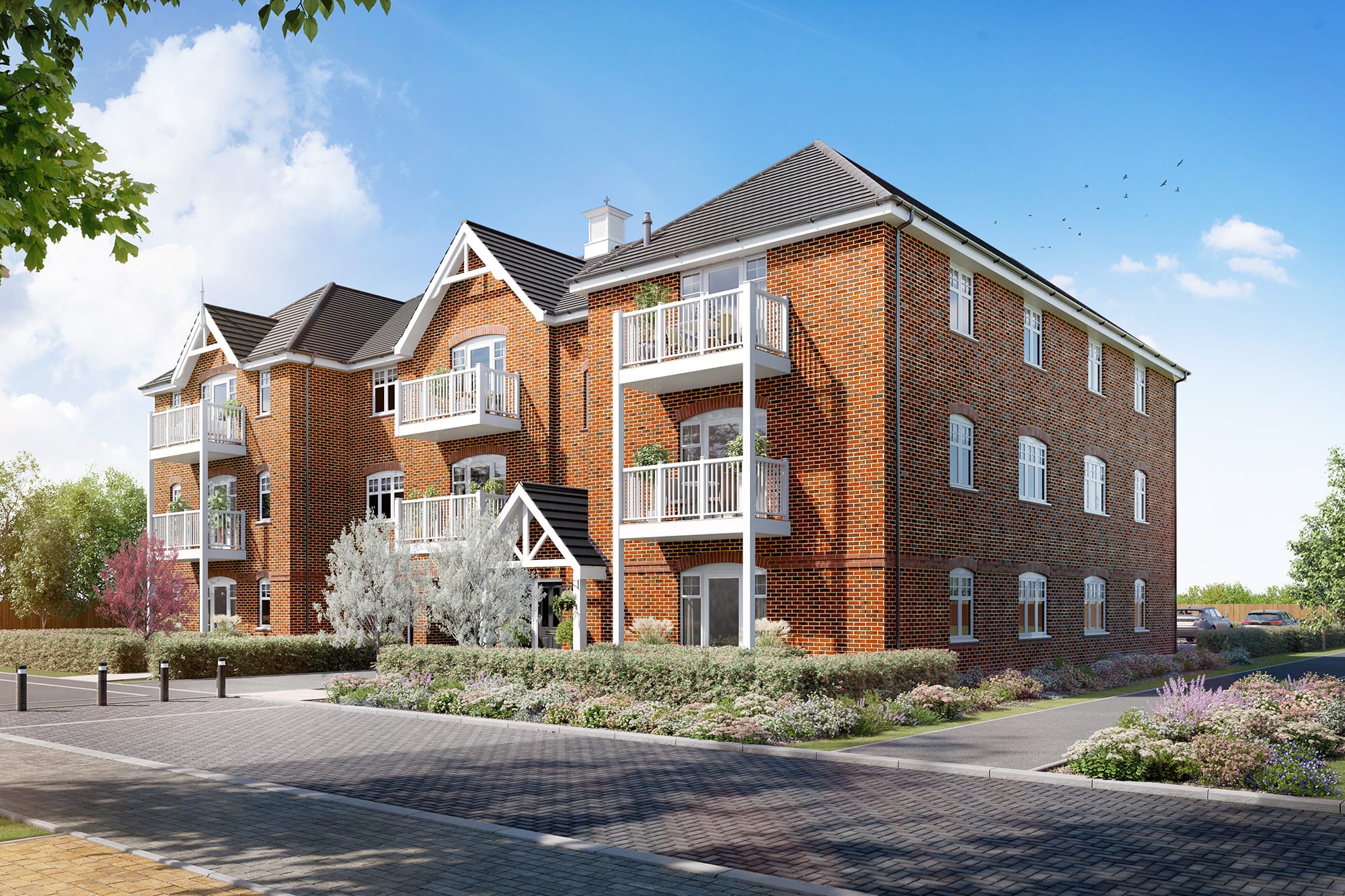 An external CGI image of Sunninghill Square by Abri Homes - available to purchase through Shared Ownership on Share to Buy!