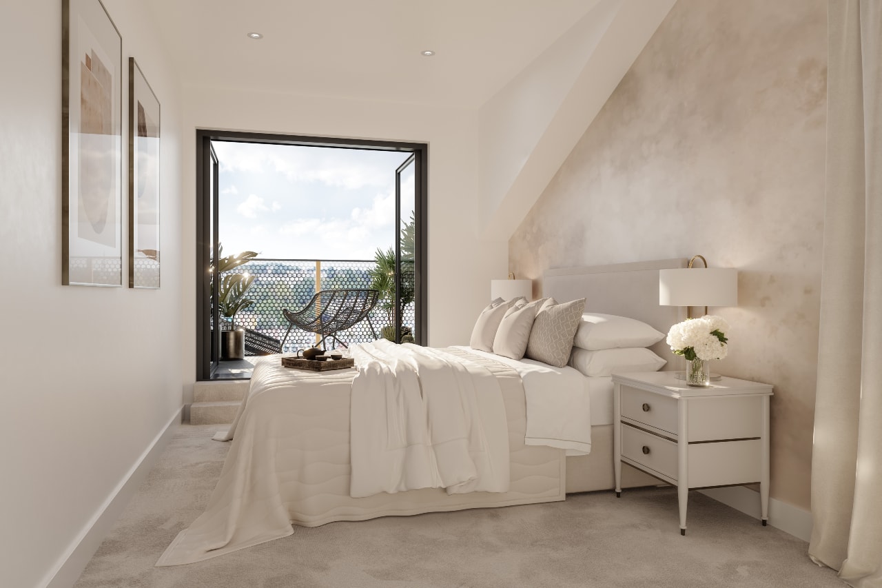 An image of a bedroom at the McArthur's Yard development from Guinness Homes - available to purchase through Shared Ownership on Share to Buy!