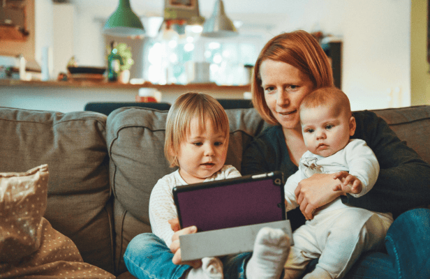 Family on a sofa