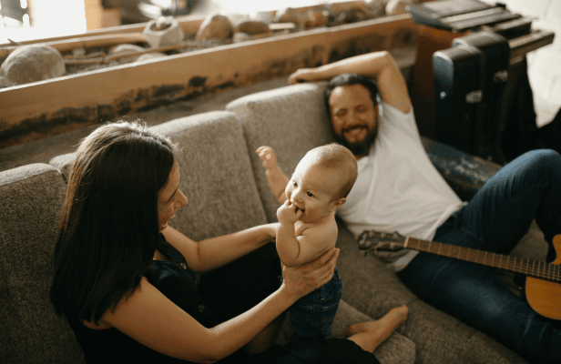 Family relaxing on a sofa