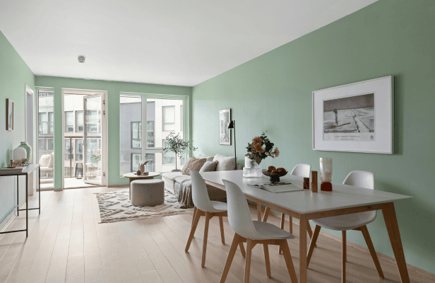 Bright open plan kitchen and dining room space