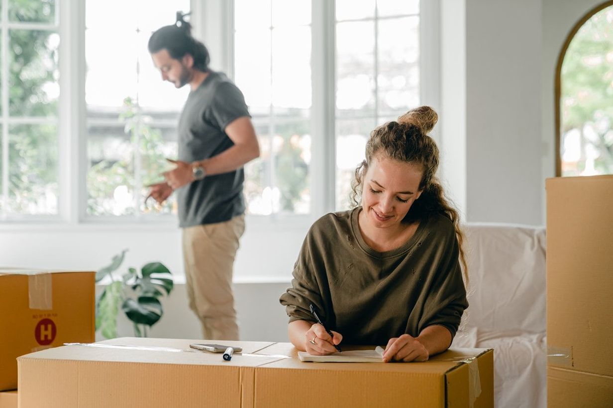 Couple moving into a home