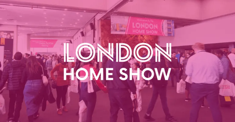 london home show logo with pink background