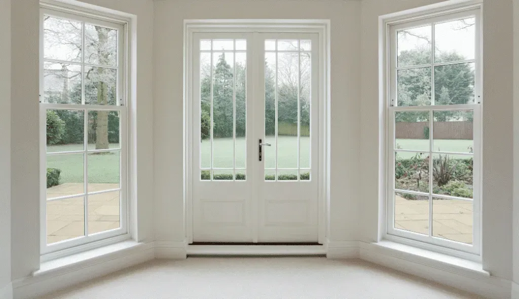 doors and windows leading out to garden