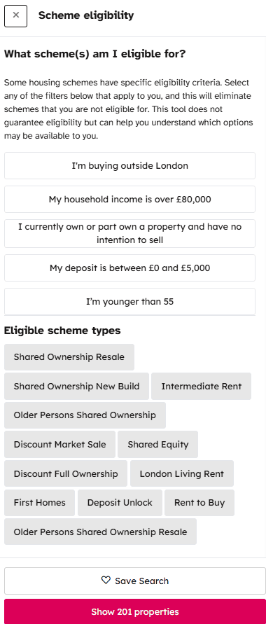 Share to Buy - Scheme eligibility tool