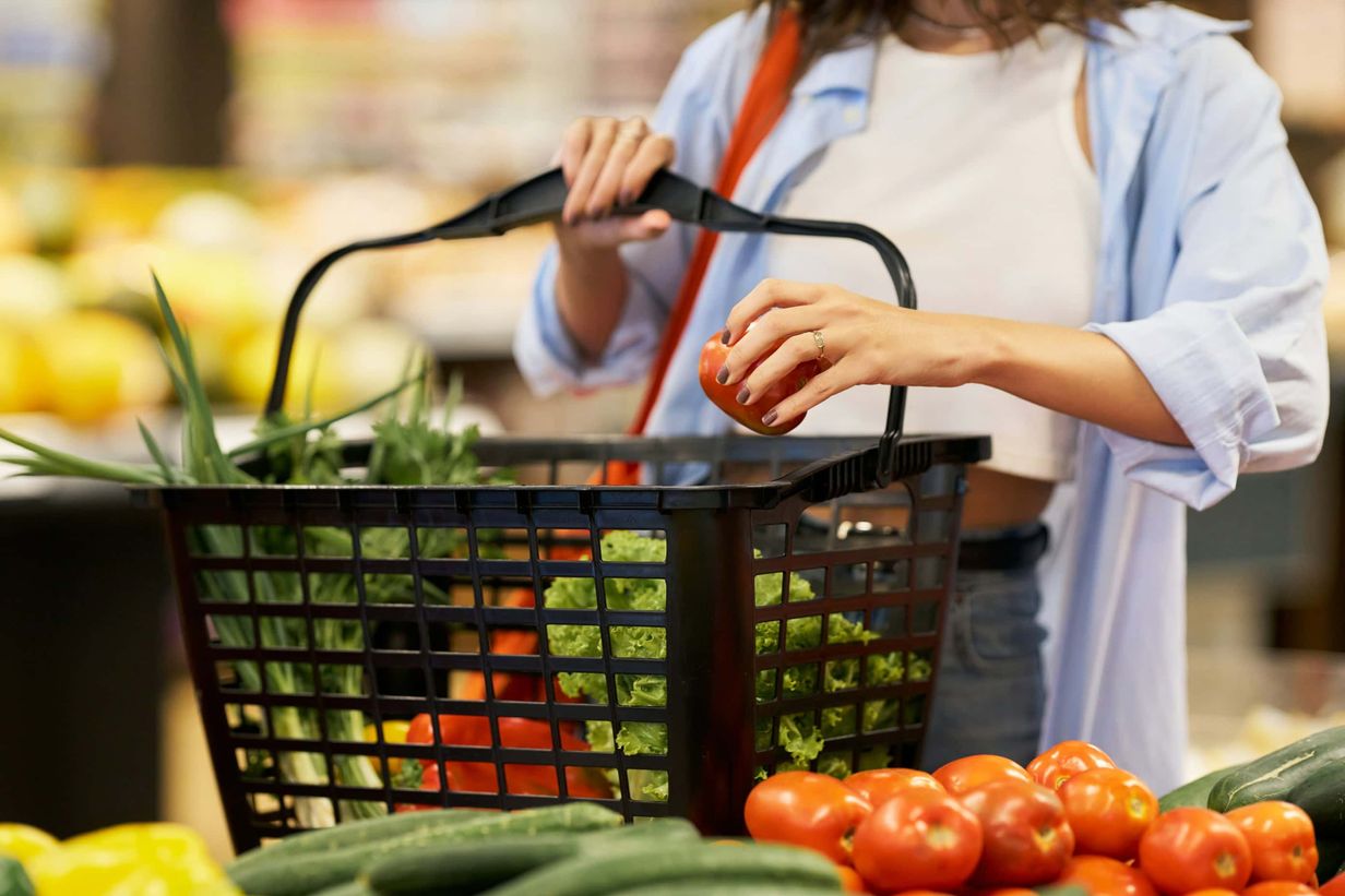 Young woman grocery shopping
