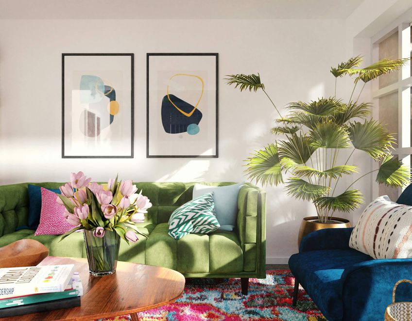 Bright and colourful living room