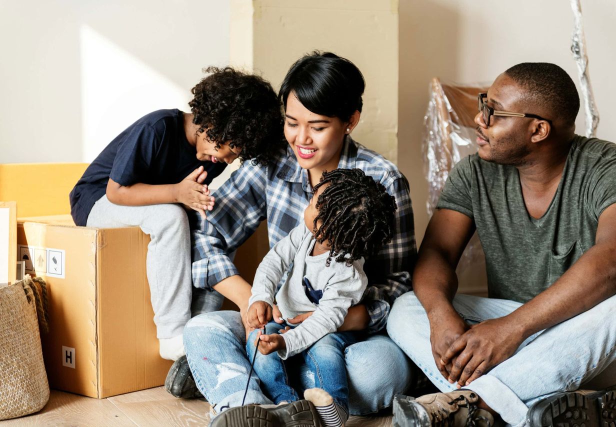 Couple moving into new home with children
